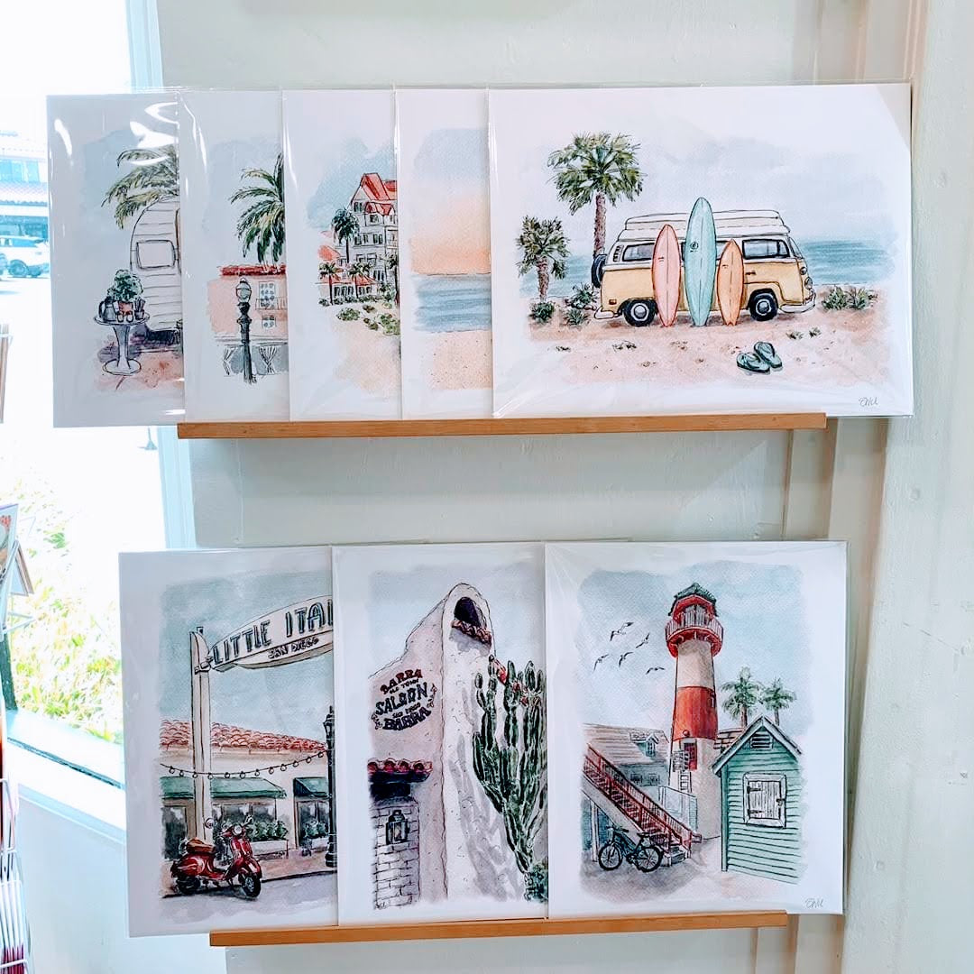 Swil Arts Southern California inspired print  collection featured at Gallery at Lands End in San Diego, California.